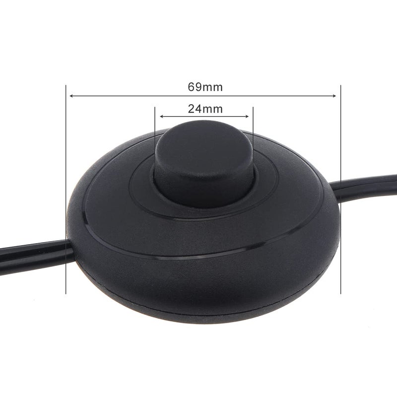 RTNLIT 6Ft Floor Foot Pedal Push Switch Inline Lamp Light On-Off Control with Wire Plug, Stripped Ends Ready for Wiring(1.8m, Black) - Image 5